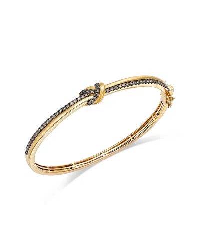 Bloomingdale's Fine Collection Brown Diamond Knot Bangle Bracelet In 14k Yellow Gold, 0.96 Ct. T. W.
