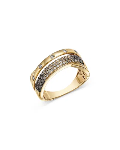 Bloomingdale's Fine Collection Brown Diamond Ombre Two Row Faux Stack Ring In 14k Yellow Gold, 0.46 Ct. T. W.