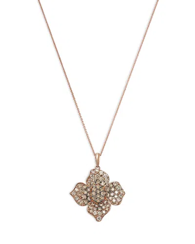 Bloomingdale's Fine Collection Brown Ombre Diamond Flower Pendant Necklace In 14k Rose Gold, 1.72 Tcw