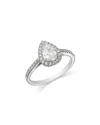 Bloomingdale's Fine Collection Certified Diamond Pear & Round Halo Ring In 18k White Gold, 0.88 Tcw In Silver
