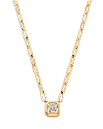 Bloomingdale's Fine Collection Certified Lab Grown Diamond Ascher Cut Bezel Paper Clip Pendant Necklace 14k Yellow Gold, 2.0 Ct. T.