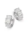 Shop Bloomingdale's Fine Collection Certified Lab Grown Diamond Emerald Cut Huggie Hoop Earrings In 18k White Gold, 5.0 Ct. T. W.