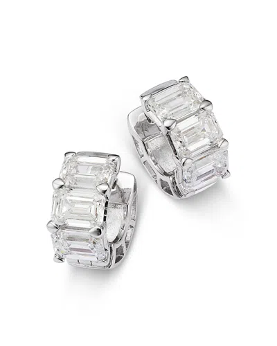 Bloomingdale's Fine Collection Certified Lab Grown Diamond Emerald Cut Huggie Hoop Earrings In 18k White Gold, 5.0 Ct. T. W.