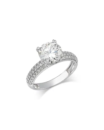 Bloomingdale's Fine Collection Certified Lab Grown Diamond Engagement Ring With Pave Band In 18k White Gold, 2.50 Tcw In Silver