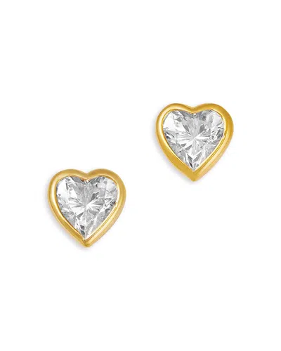 Bloomingdale's Fine Collection Certified Lab Grown Diamond Heart Bezel Stud Earrings In 14k Yellow Gold, 1.0 Tcw