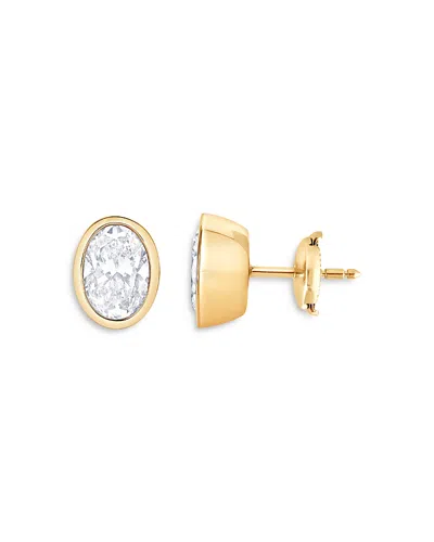 Bloomingdale's Fine Collection Certified Lab Grown Diamond Oval Bezel Stud Earrings In 18k Yellow Gold, 2.0 Tcw