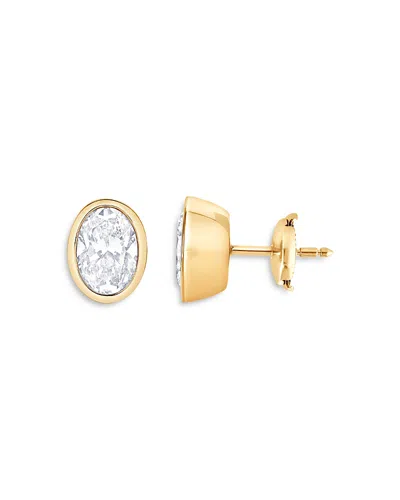 Bloomingdale's Fine Collection Certified Lab Grown Diamond Oval Bezel Stud Earrings In 18k Yellow Gold, 3.0 Tcw