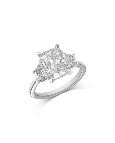 Bloomingdale's Fine Collection Certified Lab Grown Diamond Radiant & Trapezoid Engagement Ring In 18k White Gold, 4.0 Tcw In Transparent