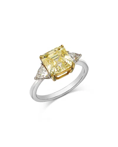 Bloomingdale's Fine Collection Certified Lab Grown White & Yellow Asscher Cut Diamond Engagement Ring In 18k White & Yellow Gold, 3 In Multi