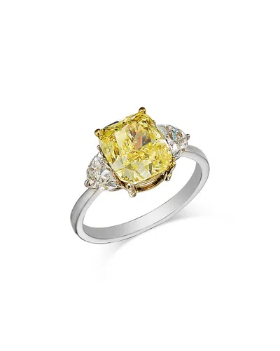 Bloomingdale's Fine Collection Certified Lab Grown White & Yellow Elongated Cushion Cut Diamond Engagement Ring In 18k White & Yell In Multi
