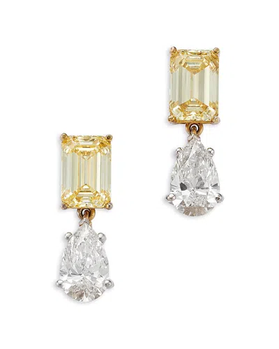 Bloomingdale's Fine Collection Certified Lab Grown Yellow & White Diamond Drop Earrings In 18k White & Yellow Gold, 9.20 Ct. T. W. In Multi