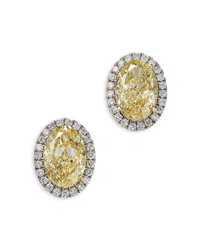 Bloomingdale's Fine Collection Certified Lab Grown Yellow & White Diamond Halo Earrings In 18k White Gold, 7.41 Ct. T. W. In Multi