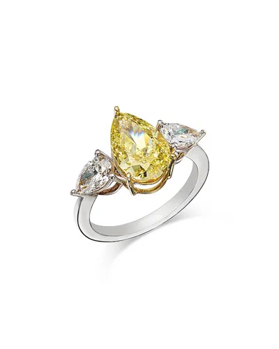 Bloomingdale's Fine Collection Certified Lab Grown Yellow & White Pear Cut Diamond Engagement Ring In 18k White Gold, 4.1 Ct. T. W.