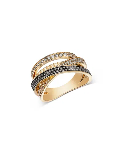Bloomingdale's Fine Collection Champagne & Brown Diamond Multirow Crossover Ring In 14k Yellow Gold, 0.58 Ct. T. W.