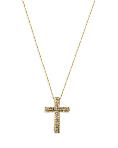 Bloomingdale's Fine Collection Champagne Diamond Cross Pendant Necklace In 14k Yellow Gold, 0.67 Tcw