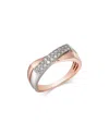 Bloomingdale's Fine Collection Champagne Diamond Crossover Ring In 14k White & Rose Gold, 0.27 Tcw In Multi