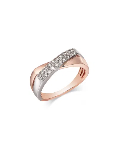 Bloomingdale's Fine Collection Champagne Diamond Crossover Ring In 14k White & Rose Gold, 0.27 Tcw In Multi