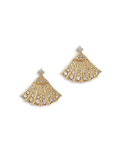 Bloomingdale's Fine Collection Champagne Diamond Fan Drop Earrings In 14k Yellow Gold, 0.81 Tcw