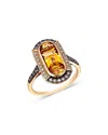 Bloomingdale's Fine Collection Citrine & Champagne And Brown Diamond Halo Ring In 14k Yellow Gold In Gold