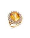Bloomingdale's Fine Collection Citrine & Diamond Halo Ring In 14k Yellow Gold In Gold