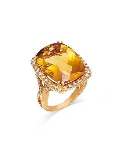Bloomingdale's Fine Collection Citrine & Diamond Halo Ring In 14k Yellow Gold - Exclusive In Orange/gold