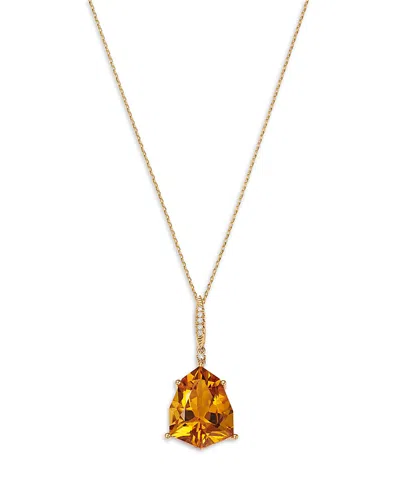 Bloomingdale's Fine Collection Citrine & Diamond Pendant Necklace In 14k Yellow Gold, 18
