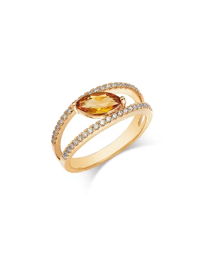 Bloomingdale's Fine Collection Citrine & Diamond Ring In 14k Yellow Gold