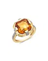 Bloomingdale's Fine Collection Citrine & Diamond Statement Ring In 14k Yellow Gold In Gold