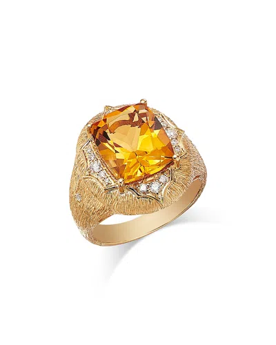 Bloomingdale's Fine Collection Citrine & Diamond Statement Ring In 14k Yellow Gold In Orange/gold