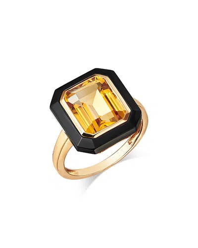 Bloomingdale's Fine Collection Citrine & Onyx Ring In 14k Yellow Gold
