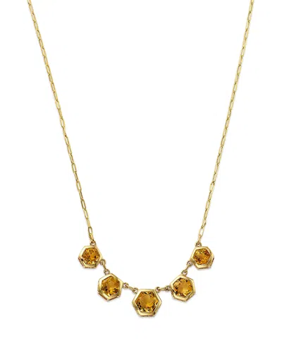 Bloomingdale's Fine Collection Citrine Five Stone Collar Necklace In 14k Yellow Gold, 16-18