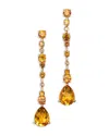 Bloomingdale's Fine Collection Citrine, Orange Sapphire & Diamond Linear Drop Earrings In 14k Yellow Gold