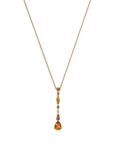 Bloomingdale's Fine Collection Citrine, Orange Sapphire & Diamond Pendant Necklace In 14k Yellow Gold, 18