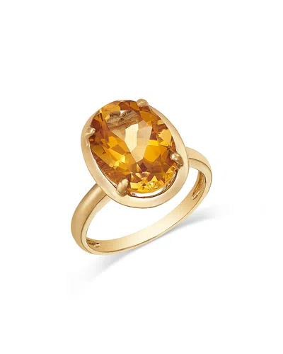 Bloomingdale's Fine Collection Citrine Oval Ring In 14k Yellow Gold In Green
