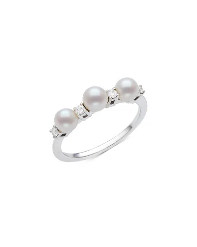 Bloomingdale's Fine Collection Cultured Freshwater & Diamond Triple Ring In 14k White Gold