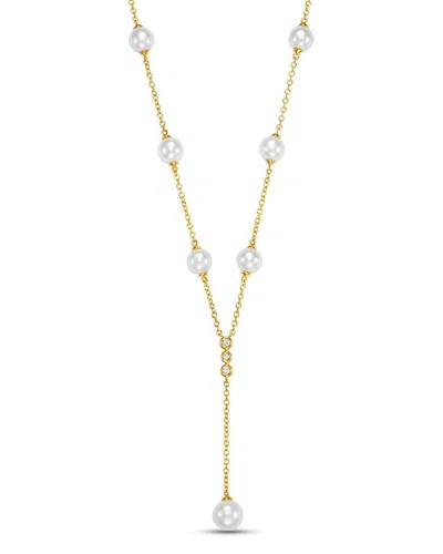 Bloomingdale's Fine Collection Cultured Freshwater Pearl & Diamond Lariat Necklace In 14k Yellow Gold, 16-18