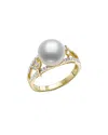Bloomingdale's Fine Collection Cultured Freshwater Pearl & Diamond Openwork Ring In 14k Yellow Gold In White