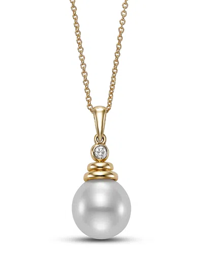 Bloomingdale's Fine Collection Cultured Freshwater Pearl & Diamond Pendant Necklace In 14k Yellow Gold, 16-18