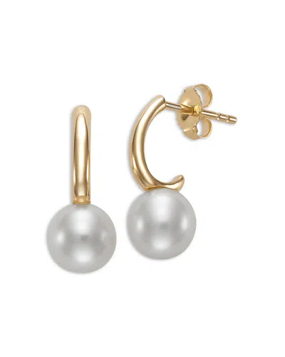 Bloomingdale's Fine Collection Cultured Freshwater Pearl Charm Half Hoop Earrings In 14k Yellow Gold In Multi