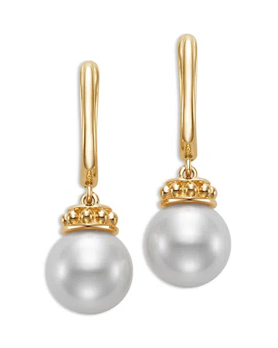 Bloomingdale's Fine Collection Cultured Freshwater Pearl Charm Hoop Earrings In 14k Yellow Gold