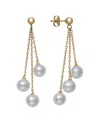 Bloomingdale's Fine Collection Cultured Freshwater Pearl Triple Dangle Drop Earrings In 14k Yellow Gold In White
