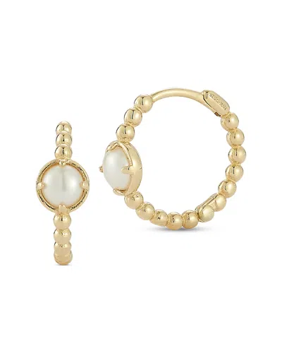 Bloomingdale's Fine Collection Cultured Pearl Beaded Huggie Hoop Earrings In 14k Yellow Gold In Orange