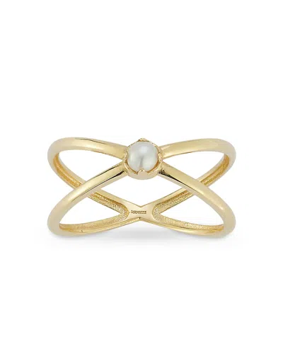 Bloomingdale's Fine Collection Cultured Pearl Crossover Ring In 14k Yellow Gold In Purple