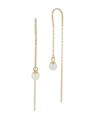 Bloomingdale's Fine Collection Cultured Pearl Threader Earrings In 14k Yellow Gold
