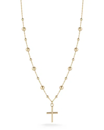 Bloomingdale's Fine Collection Dainty Cross Beaded Pendant Necklace In 14k Yellow Gold