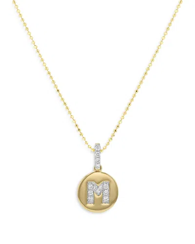 Bloomingdale's Fine Collection Diamond Accent Initial Pendant Necklaces In 14k Yellow Gold, 0.05-0.10 Ct. T. W. - Exclusive In M