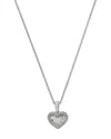 Bloomingdale's Fine Collection Diamond Baguette & Round Cut Heart Halo Pendant Necklace In 14k White Gold, 0.33 Ct. T. W. In White