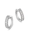 Bloomingdale's Fine Collection Diamond Baguette Huggie Hoop Earrings In 14k White Gold, 0.25 Ct. T. W. In White