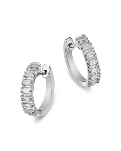 Bloomingdale's Fine Collection Diamond Baguette Huggie Hoop Earrings In 14k White Gold, 0.25 Ct. T. W.
