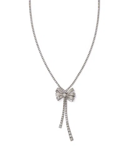 Bloomingdale's Fine Collection Diamond Bow Lariat Tennis Necklace In 14k White Gold, 10.00 Ct. T. W.